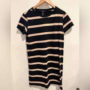 Beige and Black Striped Dress - Size: S